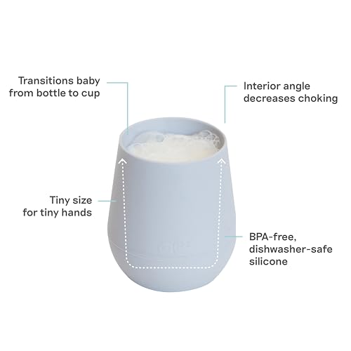 Image of ezpz Tiny Cup - 100% Silicone Drinking Training Open Cup for Baby /Infants - Designed by a Pediatric Feeding Specialist - Soft Non-Slip Grip - Weighted Base & Tactile Bumps - 59 ml, 4 Months+ (Pewter)