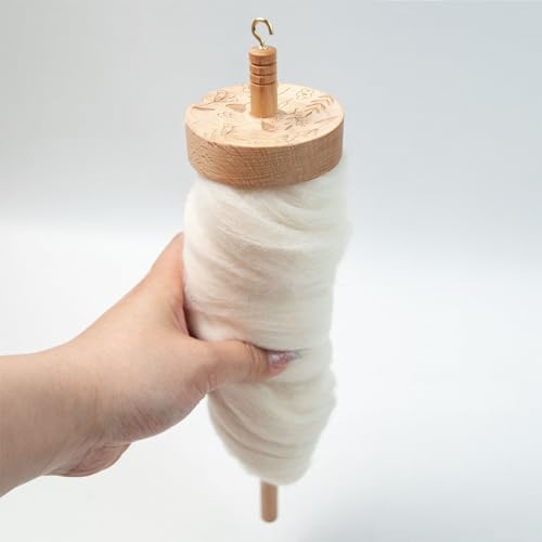 image for Jwthee Wooden Drop Spindle, Top Whorl Yarn Spinner Wheel for Beginners