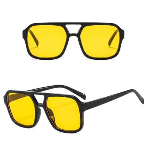 Image of Retro 70s Square Aviator Sunglasses Women Men Vintage Rectangle Sunglasses Flat Frame Trendy Shades