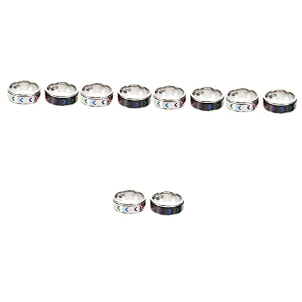 Vaguelly 10 Stks Gay Ring Trendy Decor Stalen Sieraden Vrouwen Sieraden Belofte Ringen Ronde Ring Bruiloft Eternity Ring Regenboog Vinger Ring Ring Regenboog Ring