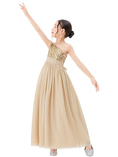 ekidsbridal One Shoulder Sequins Chiffon Flower Girl Dresses for Special Occasions 3283