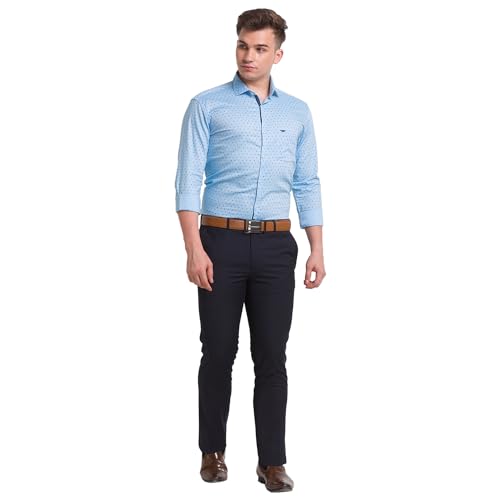 Image of Park Avenue Men's Pure Cotton Print Pattern Slim Fit Cut Away Collar Full Sleeve Casual Shirt