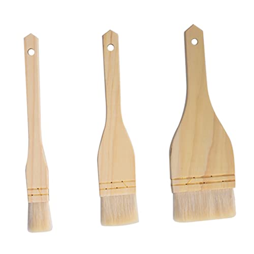 VANZACK 3 Piezas cepillo de lana multifunción para limpieza brocha de repostería herramientas de asado cepillo de aceite doméstico Suministros de panadería cepillo de pan de madera Beige