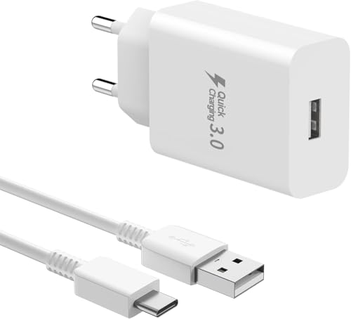 Carga Rápida USB Tipo C 18W Rápido para Samsung Galaxy A12 A15 A14 4G/5G A55 A53 A52 S8 S10 S9, Enchufe USB Quick Charge 3.0 Compatible con Xiaomi Redmi Huawei