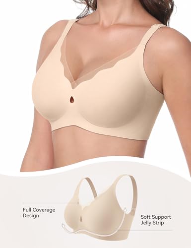 LUCKMEEY Bras for Women No Underwire Wireless Mesh Seamless T-Shirt Bra Push up Full Coverage Comfortable Everyday Bra4