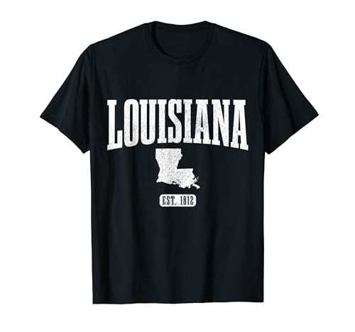 Mapa del estado de Louisiana Est. 1812 Souvenir Pride Camiseta