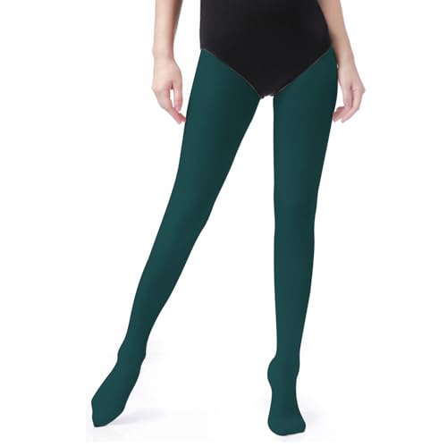 Image of UTTPLL Women's Run Resistant 80 Denier Tights Solid Color Dance Stockings Soft Semi Opaque Footed Pantyhose High Waist Tight