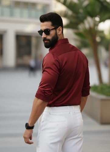 Image of IndoPrimo Men's Stylish Satin Shirt for Party, Formal, Daily and Casual Wear Full Sleeve Shirt for Men