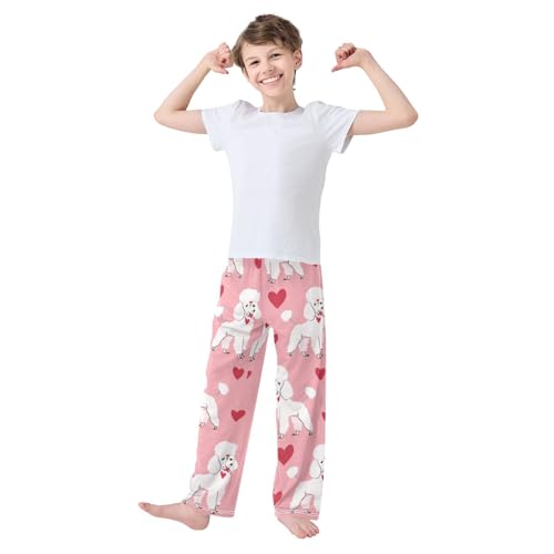 Poodle Sweet Love Boys Long Pants Soft Trousers Elastic Waist Kids Lounge Bottoms with Pockets S-XL3