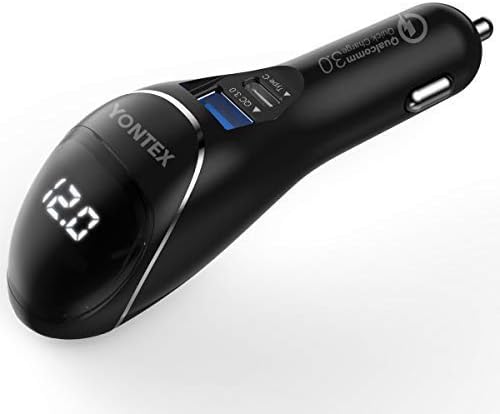 Car Charger, New Ionic Car Charger with USB QC 3.0 Port and USB C PD 5V 3A Port Quick Charge, Car Air Purifier to Eliminate Smoke, Allergen and Bad Odor - 24-Month Warranty