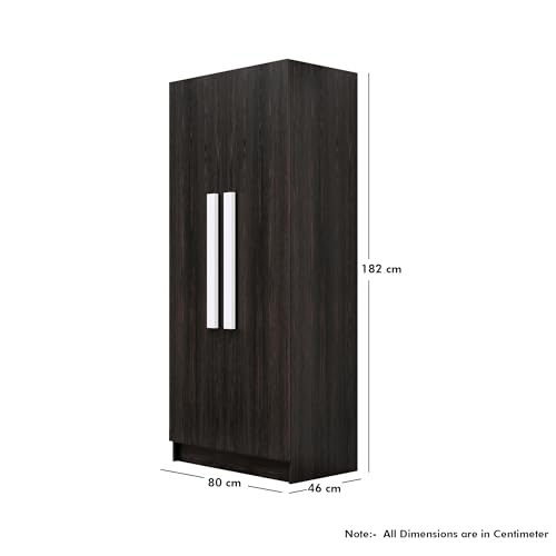 Image of Bniture 2 Door Wooden Wardrobe for Bedroom | Almirah for Clothes with 4 Shelves, Engineered Wood Wardrobe for Clothes | Cupboard for Bedroom (46D x 80W x 182H CM) | 3 Years Warranty (Frosty White)