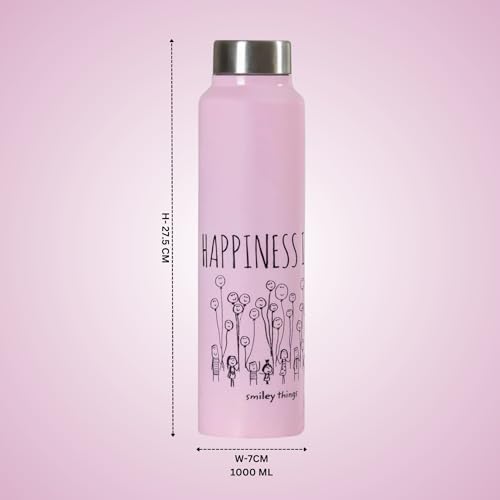 Image of CLAY CRAFT VACBOTT Happiness Single Walled Non Insulated Water Bottle-1000ML, 5-Piece(Violet) Leak Proof | Easy Grip |Easy To Carry| Gym Bottle | Home| Kitchen| Hiking | Treking Bottle | Travel Bottle