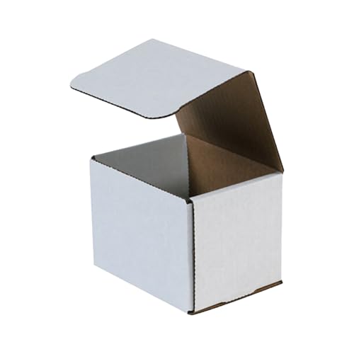 AVIDITI White Corrugated Cardboard Small Mailing Boxes, 5"L x 4"W x 4"H, 50-Pack - White Box Crush-Proof Mailers for Packaging, Storage, Gifts or Bulk Business Orders