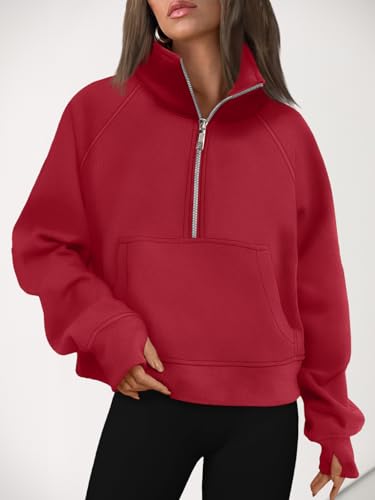 Image of AUTOMET Womens Sweatshirts Half Zip Cropped Pullover Fleece Quarter Zipper Hoodies 2026 Fall Fashion Outfits Clothes