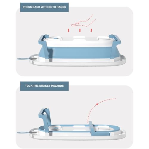 Image of Baby Bath Tub with Temperature Sensor, Bath Chair | Anti Slip Bathtub with Folding Bathing Support | Baby Bath Seat /Sling with Non Slip Suction Base for Babies (Pink-White)