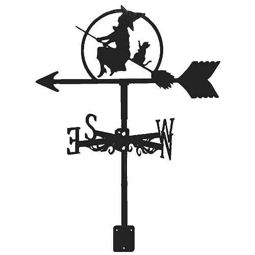 UZSPAC Wetterhahn für Garten Hexe und Katze in Form Wetterfahnen für den Außenbereich, Bauernhof, Garten, Pavillon Eisenmaterial schwarzes Finish UZSPAC Wetterhahn für Garten Hexe und Katze in Form Wetterfahnen für den Außenbereich, Bauernhof, Garten, Pavillon Eisenmaterial schwarzes Finish