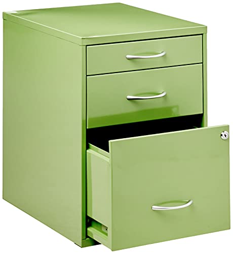 Osp Home Furnishings Hpb Heavy Duty 3-Drawer Metal File Cabinet For Standard Files And Office Supplies, Green Finish #TOP4