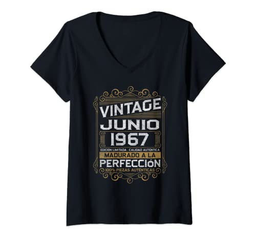 Mujer Junio 1967 Vintage Regalo 56 Años Cumpleaños Hombre Camiseta Cuello V