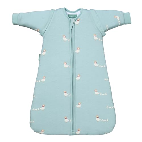 molis&co - Saco de Dormir para bebé 2.5 TOG con Mangas Desmontables - (0-6 Meses) - Ideal para Invierno - 100% algodón (Oeko-Tex 100) - Duck Family