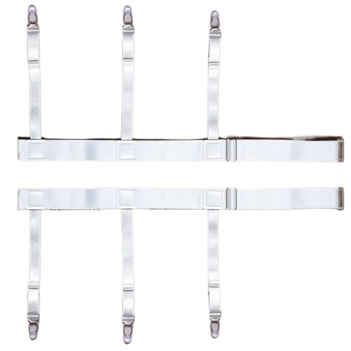 GIJMZY Estancia de Camisa 1 par de Camisa de Hombre con Clips de Bloqueo Antideslizantes, Camisas Tirant con Cierre Ajustable, Liguero for Pierna y Muslo, Correa de Ligas(G-2)