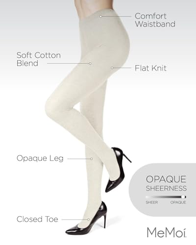 Image of MeMoi Brooklyn Flat Knit Cotton Tights for Women, Cozy and Stretchy Soft Sweater Tights - Sizes XS to 5x-6x