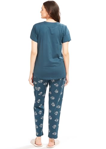 Image of AV2 Women's Cotton Printed Short Sleeve Night Suit Set | Pajama Set | Casual Night Dress for Women