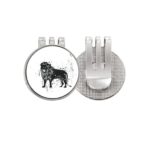 Marqueur de balle de golf magnétique émail noir et blanc motif lion mexicain