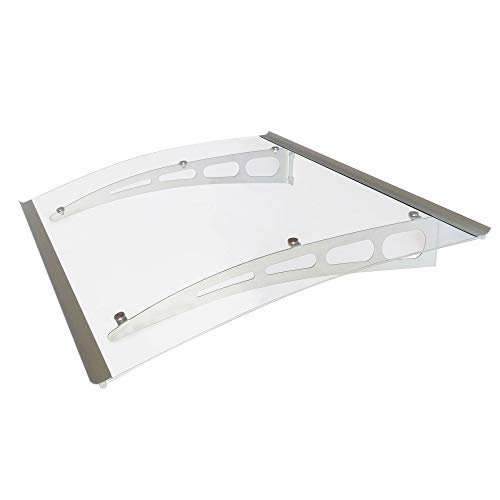 ADVANING DA4735-PSS1A PA Series, Premium Quality Crystal Polycarbonate Door Window Awning Ideal for Rain, Snow and UV Protection, 47 W x 35 D, Clear Silver Brackets