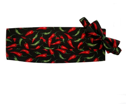 Red and Green Hot Chilli Peppers Tuxedo Cummerbund and Bowtie Set