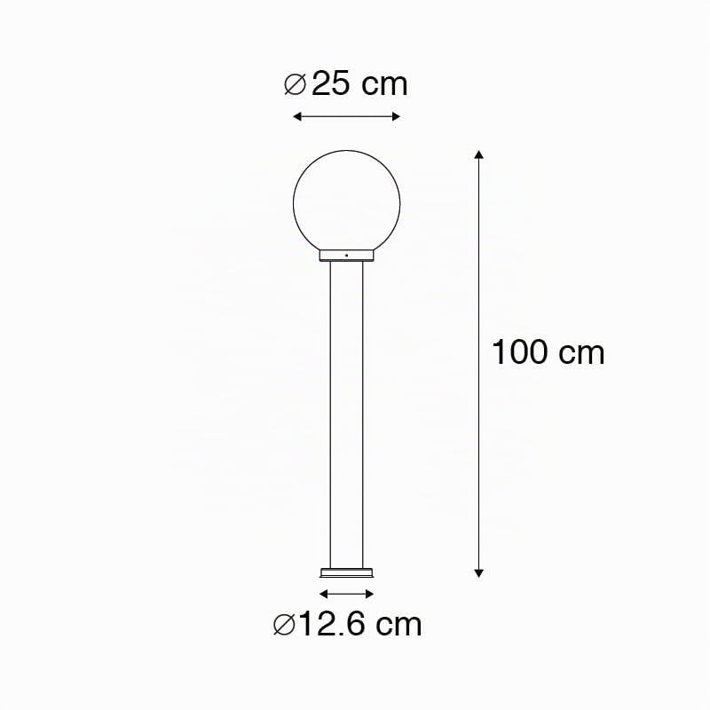 Qazqa außen Pollerleuchte, Wegeleuchte, Pollerlampe für den Garten - Sfera - Silber Farbe, max. 40W, Geeignet für LED, 100cm, IP44