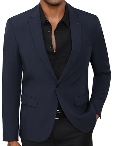 Men's Causal Blazer Suit Jacket Lightweight Spoart Coats for Men One Button Mens Business Blazer Jackets Navy Blue