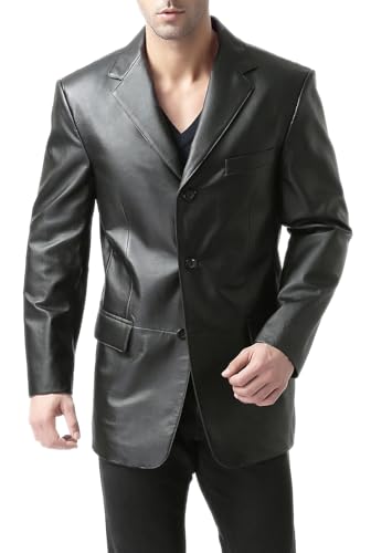 BGSD Men Liam 3-Button Leather Blazer Sport Coat Jacket (Also available in Big and Tall and Short)3