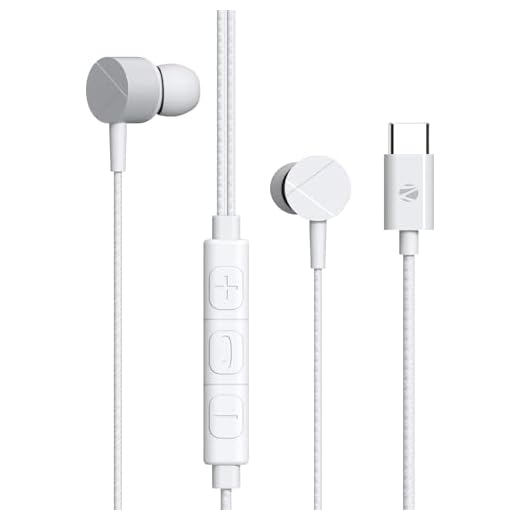 ZEBRONICS Zeb-Buds C2 in Ear Type C Wired Earphones with Mic, Braided 1.2 Metre Cable, Metallic Design, 10mm Drivers, in Line Mic & Volume Controller (White)
