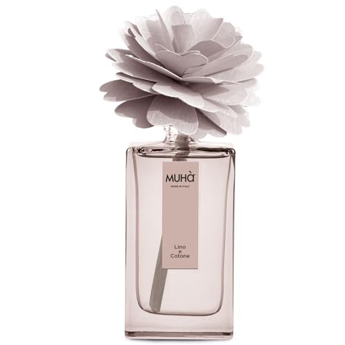 Muha' | Profumatore Per Ambiente Peony Diffuser, Fragranza Lino E Cotone, Diffusore Ambiente Con Peonia In Legno Di Betulla, Formato Da 100 Ml