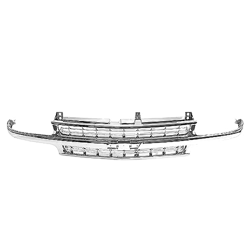 JustDrivably Front Grille Grill All Chrome Compatible With Chevrolet Silverado 1500 2500 1999-2002 & Suburban 1500 2500 & Tahoe 2000-2006