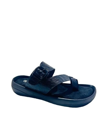 Myrox Comfort Thong Sandals, Men's Casual Buckle Strap Sleepers, BLACK-picture-43