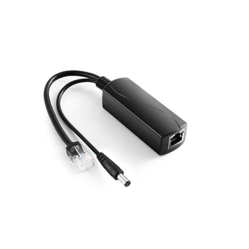 REVODATA Gigabit PoE Splitter 12V/2A DC5.5 * 2.5mm Stecker, 48V PoE auf DC 12V/2A Ausgang,...