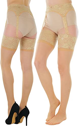 Image of ToBeInStyle Women's Attached Garter Belt Suspender Nylon Stocking Pantyhose