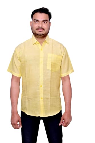 Image of Men's Casual Shirt | Half Sleeve Khadi Cotton Shirt | Regular Fit Stylish Summer Wear | Comfortable Daily & Office Casual Shirt for Men