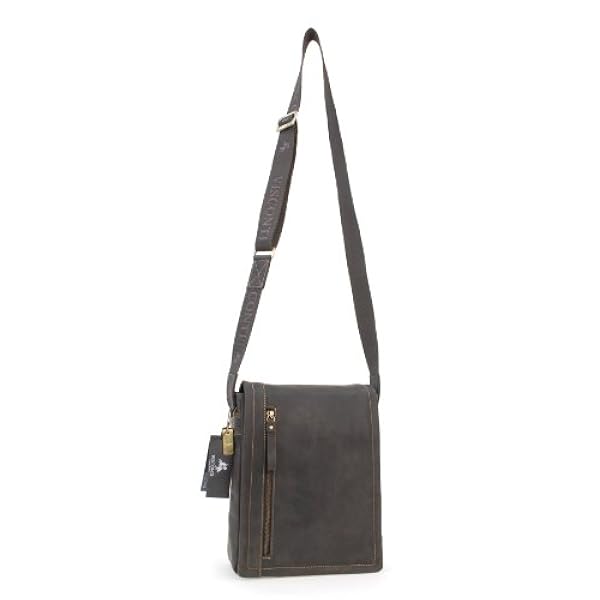 VISCONTI - TOMMY 16081 - Bolso bandolera - Apto para iPad, Kindle y portátil - Cuero Hunter