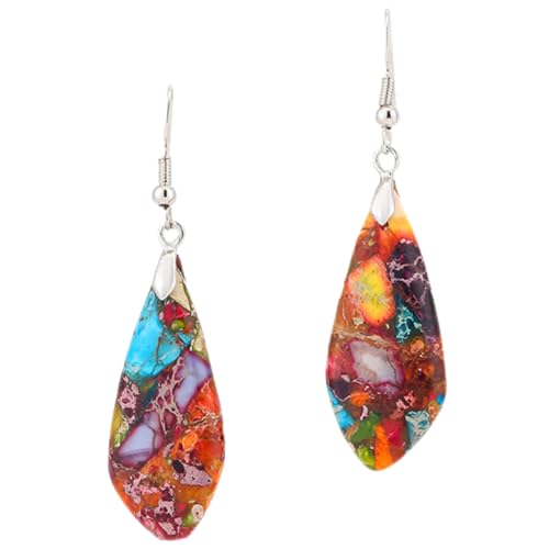 DEARMAMY 1 Par De Pendientes De De Piedra De Colores Con Diamantes De Imitación Para Mujer Pendientes De Lágrima Pendientes De Mar Pendientes De Aro De Perlas Ovaladas