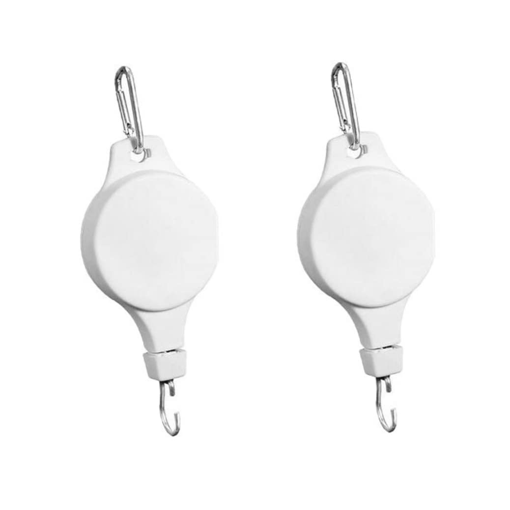 Hanging Basket Pulley, Retractable Hanger Adjustable Heavy Duty Plant Pulley Hook,Retractable Plant Hanger for Hanging Planters Flower Basket Pots, Birds Feeder, Plant Grow Ligh-white 2pcs