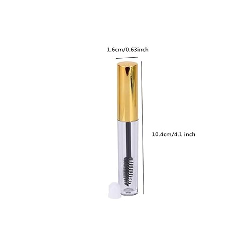 Miniatura 2 de Tubo de rímel vacío de 0.3 fl oz con varita para pestañas, contenedor delineador de ojos con tapa dorada, botella de aceite de crecimiento de