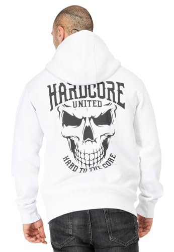 Hardcore United Sweat à capuche Cory | Blanc | Gabber Sweat à capuche pour homme, Blanc., M