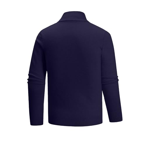 Mens 1/4 Zip Knit Sweater Casual Turtleneck Long Sleeve Slim Fit Twist Patterned Cable Pullover2