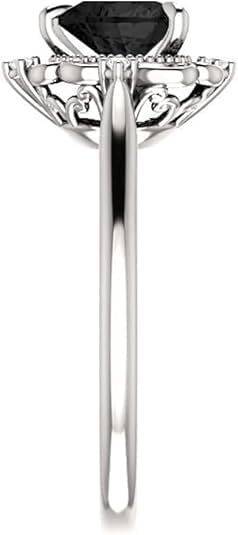 2 CT Heart Cut Black Diamond Engagement Rings for Women Halo Vintage Onyx Ring Black Heart Engagement Ring Anniversary Promise Gifts for Her Bridal Wedding Rings3