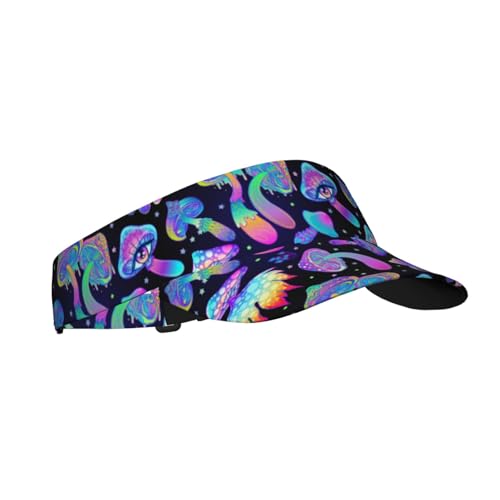 Magic Psychedelic Mushrooms and Skulls Unisex Sports Sun Visor Hats Adjustable Lightweight Packable Sun Visor Hat Beach Pool Golf Tennis