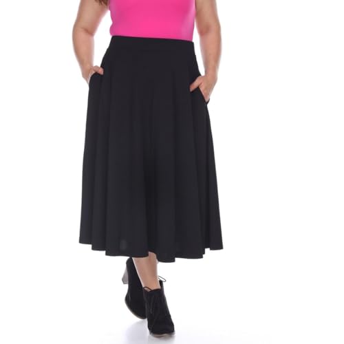 white mark Womens Plus Knit Textured A-Line Skirt Black 3XL