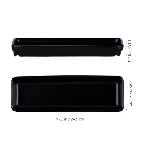Plato de cerámica negro alargado para sushi y snacks miniatura 2
