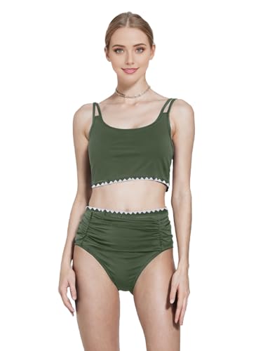 IFFEI Mommy and Me Swimsuits Color Block High Waisted Bikini Sets for Women and Girls Two Piece Bathing Suit Swimwear3